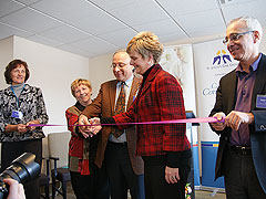 <strong>Transitional Supportive Housing Opens</strong> (from left to right): <strong>Tuija Puiras</strong>, CEO, North West Community Care Access Centre; <strong>Myrna Letourneau</strong>, Chair, Board of Directors, St. Joseph's Care Group; <strong>Josef Ger</strong>, Founder, President & CEO, Retirement Life Communities; <strong>Tracy Buckler</strong>, President & CEO, St. Joseph's Care Group; <strong>Andy Gallardi</strong>, Senior Director, Performance, Contract & Allocation, North West Local Health Integration Network