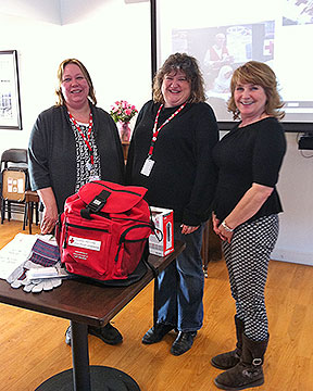 Photo from left to right: <strong>Sharon Luhtala</strong> of Red Cross, <strong>Sharon Bak</strong> of Red Cross, and <strong>Linda McDonald</strong> of St. Joseph's Care Group