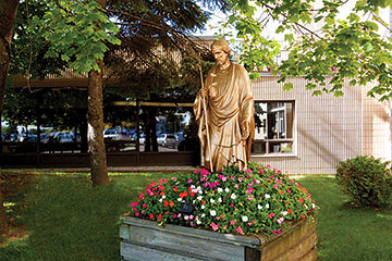 The beautiful flowers that <strong>Carmel Smillie</strong> plants every year at the base of the statue of St. Joseph