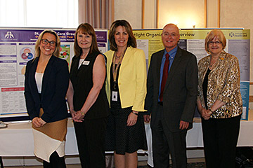 <strong>Showcasing Benefits of Evidence-Based Practice in Patient Care</strong> (from left to right): <strong>Meaghan Sharp</strong>, Vice President Seniors' Health & Chief Nursing Executive, St. Joseph's Care Group; <strong>Traci Fisher-Zaiser</strong>, Director of Nursing, Pioneer Ridge - The Corporation of the City of Thunder Bay; <strong>Rhonda Crocker Ellacott</strong>, Executive Vice President Patient Services & Chief Nursing Officer, Thunder Bay Regional Health Sciences Centre; <strong>Ken Allan</strong>, Director of Health Protection & Chief Nursing Officer, Thunder Bay District Health Unit; <strong>Pat Seavan</strong>, Regional Representative, Registered Nurses' Association of Ontario