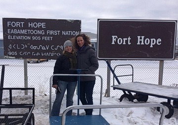 <strong>Rehabilitative Care Alliance Visits Northwestern Ontario</strong> (from left to right): <strong>Denise Taylor</strong>, Coordinator, NW LHIN Regional Rehabilitative Care Program; <strong>Charissa Levy</strong>, Executive Director, Rehabilitative Care Alliance; arrive at Eabametoong First Nation